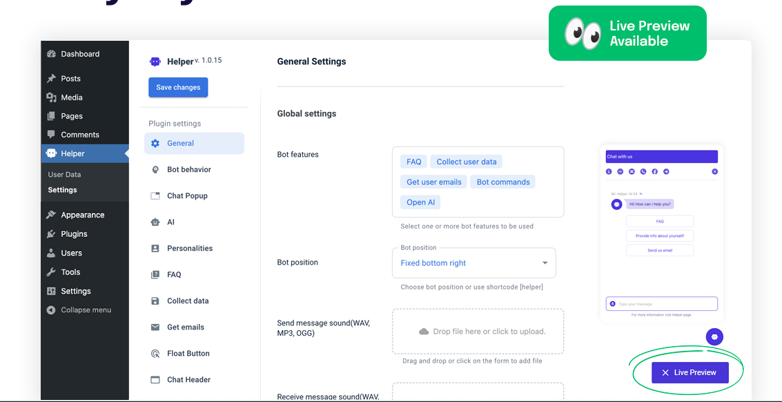 WordPress 插件 OpenAI 聊天机器人 – Helper助手破解版 1.0.18