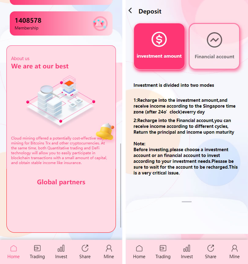 价值500u的trx粉色UI多语言理财系统源码